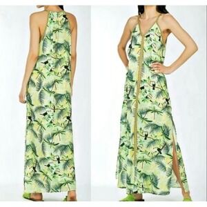 XL Tropical Jungle Maxi Dress America & Beyond Sleeveless‎ Green Flowy Island